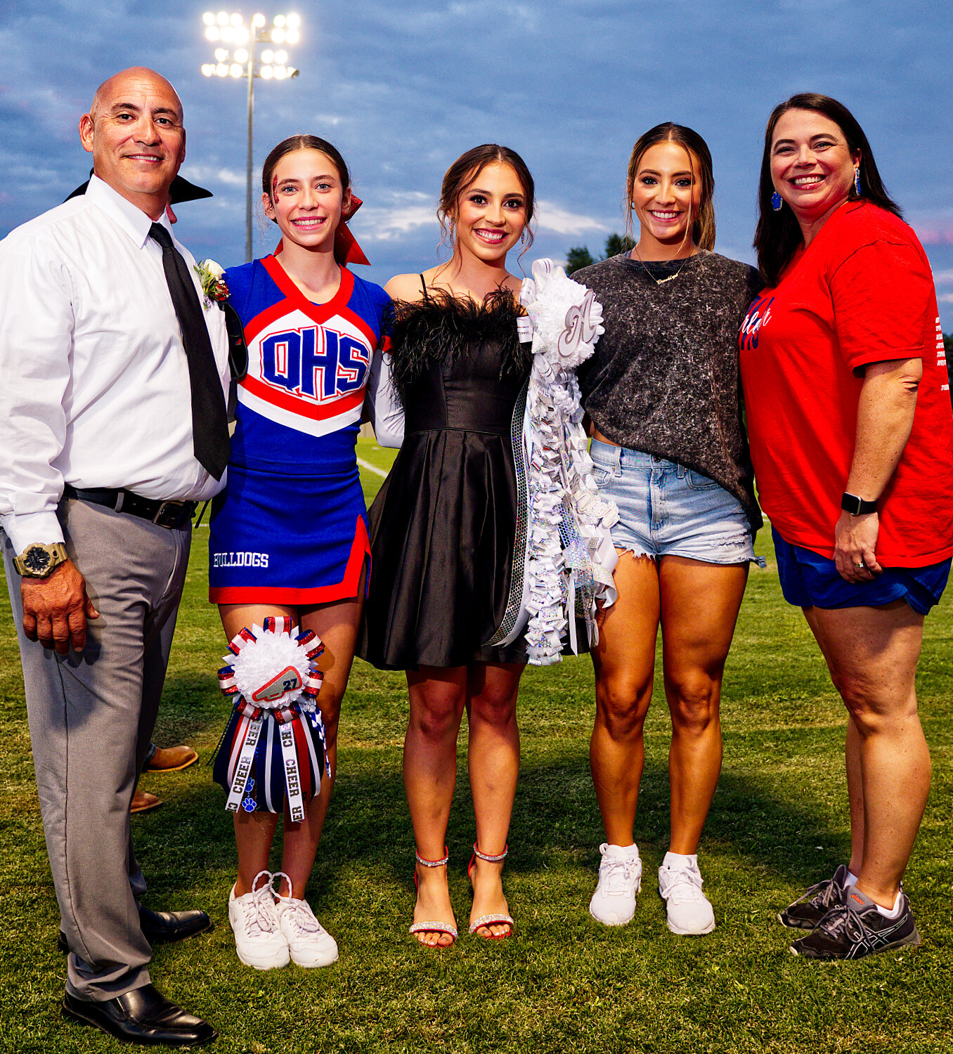 Two generations of Bulldogs - two current and three alumni – (left to right) Andy, Cooper, Addison, Brooklyn and Heather Marcee took part in homecoming festivities. [see more sights & buy Bulldogs prints]